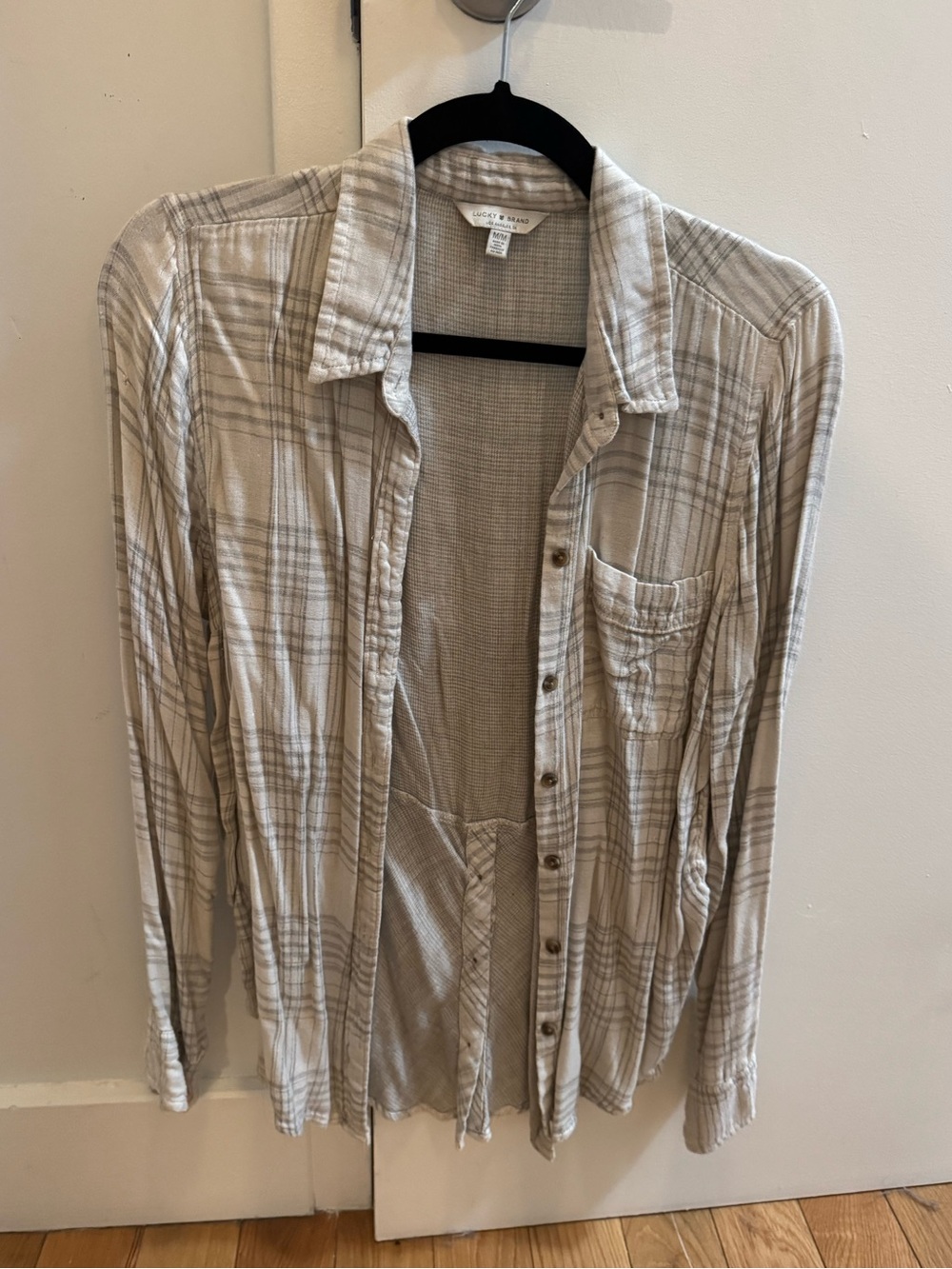 Lucky Brand Beige Plaid Long-Sleeve Button-Down Shirt